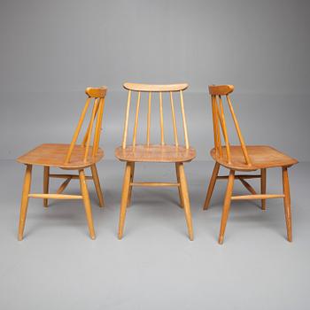 STOLAR, 6 st, "Fanett 55 T", design Ilmari Tapiovaara,  Edsbyverken, 1900-talets mitt.