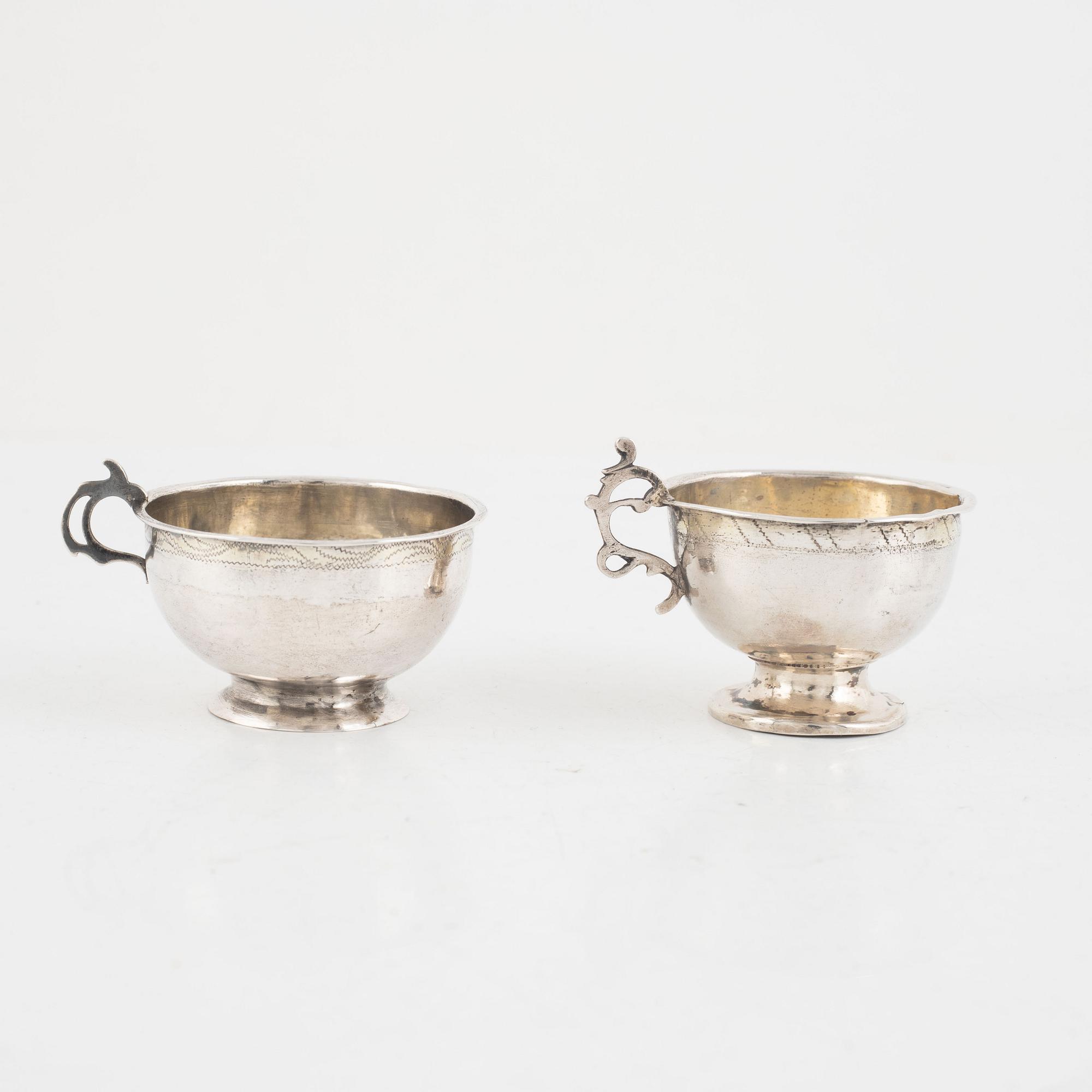 Four Swedish Silver Cups, 18-19th Century.