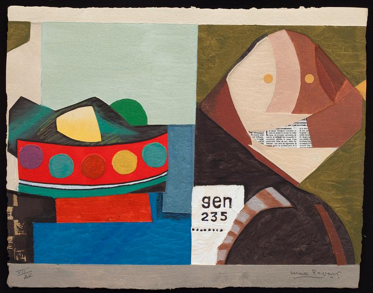 MAX PAPART, carborundum med collage. Signerad och numrerad VII/XV.