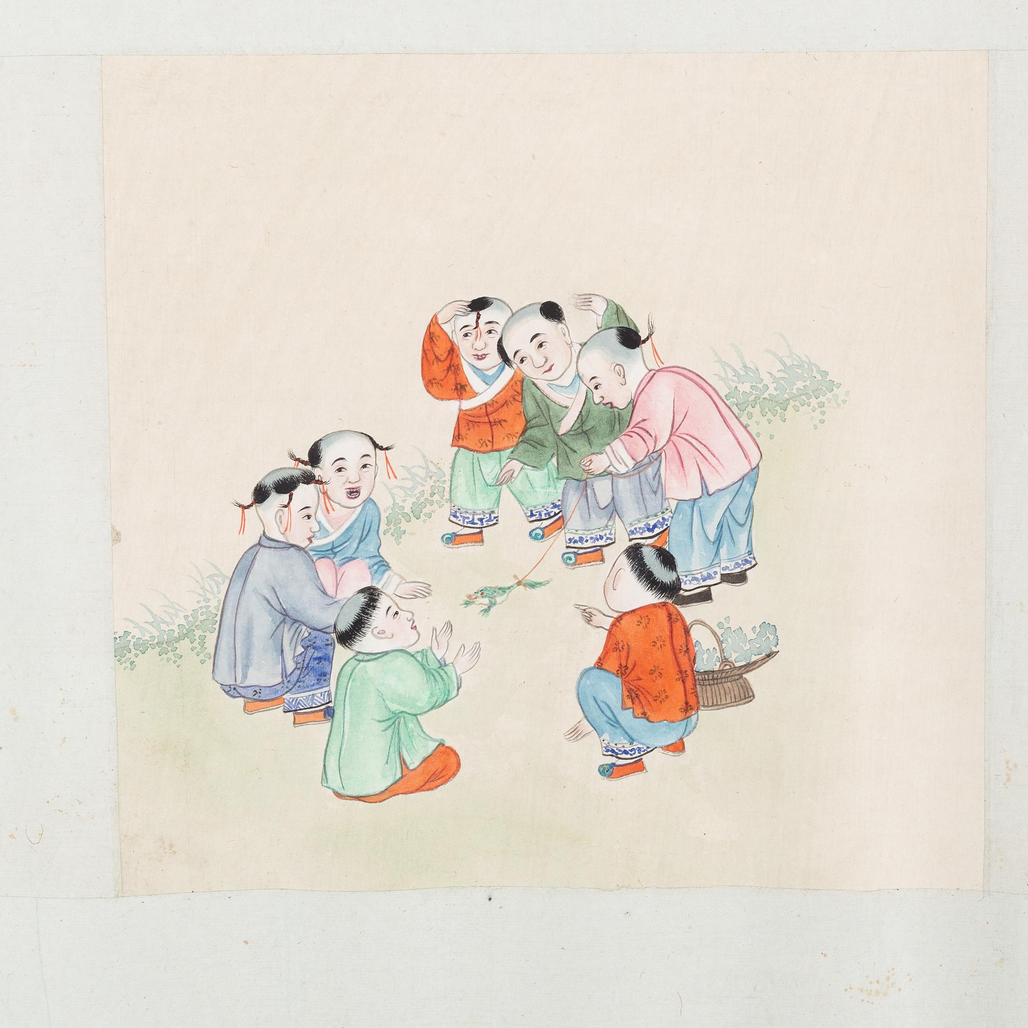 Rullmålning, Okänd konstnär, akvarell och tusch på papper, Kina, omkring 1900.