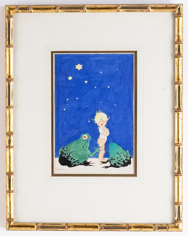 A signed mixed media by Einar Nerman.