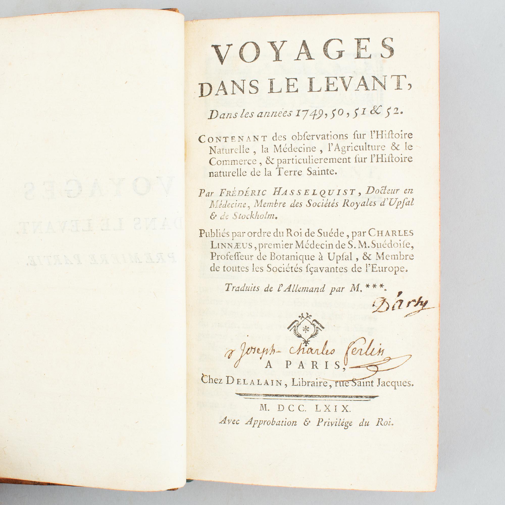 Hasselquist’s ”Iter palaestinum”, French edition 1769.