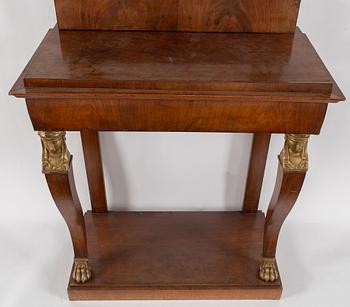 A Swedish Empire mirror and console table, first half of the 19th century.