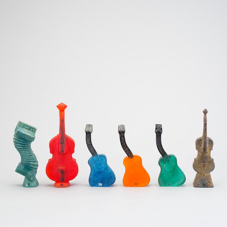 KJELL ENGMAN, 6 glass sculptures "The Band", Kosta Boda.