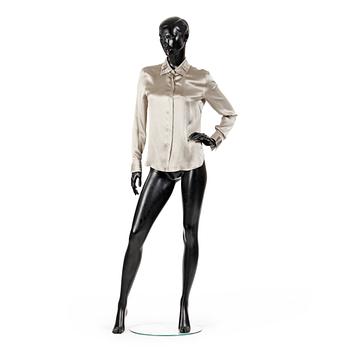 ARMANI, a silver coloured silk blouse.