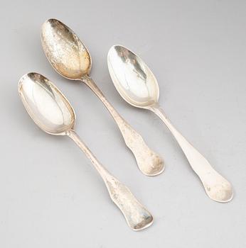 SKEDAR, 3 st, silver, svenska stämplar bla Stockholm 1798. Total vikt 168 g.