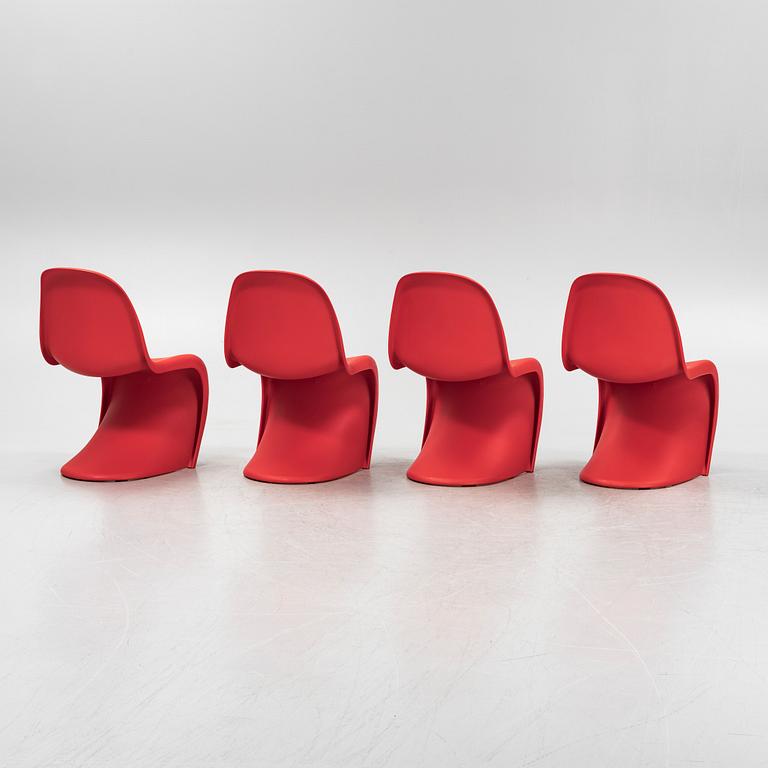 Verner Panton, four red plastic 'Panton Chair Classic', chairs, Vitra, 2010.
