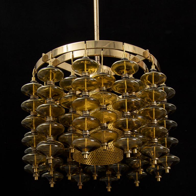 Hans-Agne Jakobsson, a brass and glass 'Estrella' ceiling light, Markaryd.