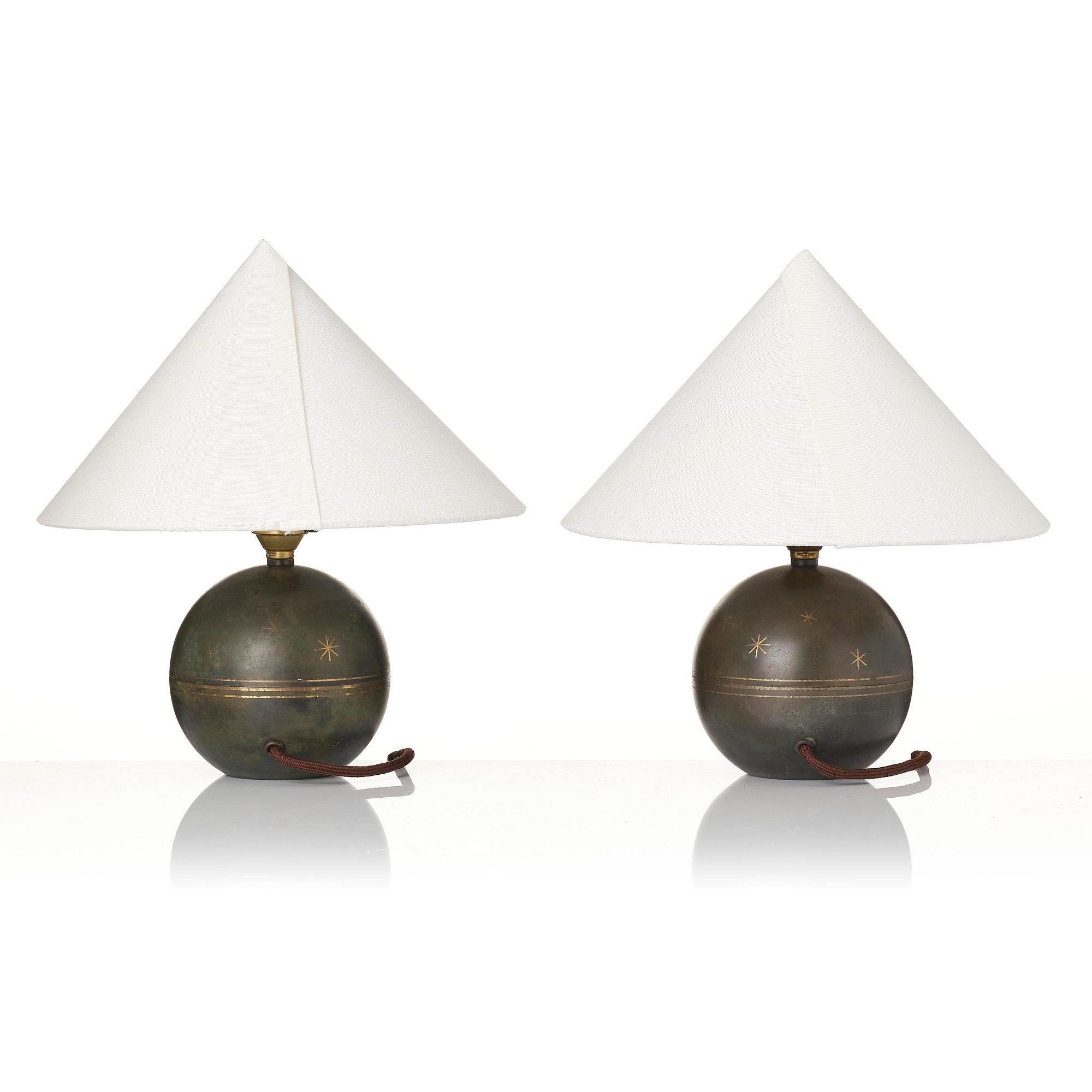 Erik Tidstrand, a pair of table lamps, Nordiska Kompaniet, 1930s.