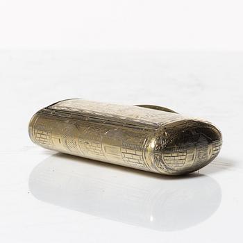 A Russian silver gilt box, indistinct marks, probably Moscow, 19th century.