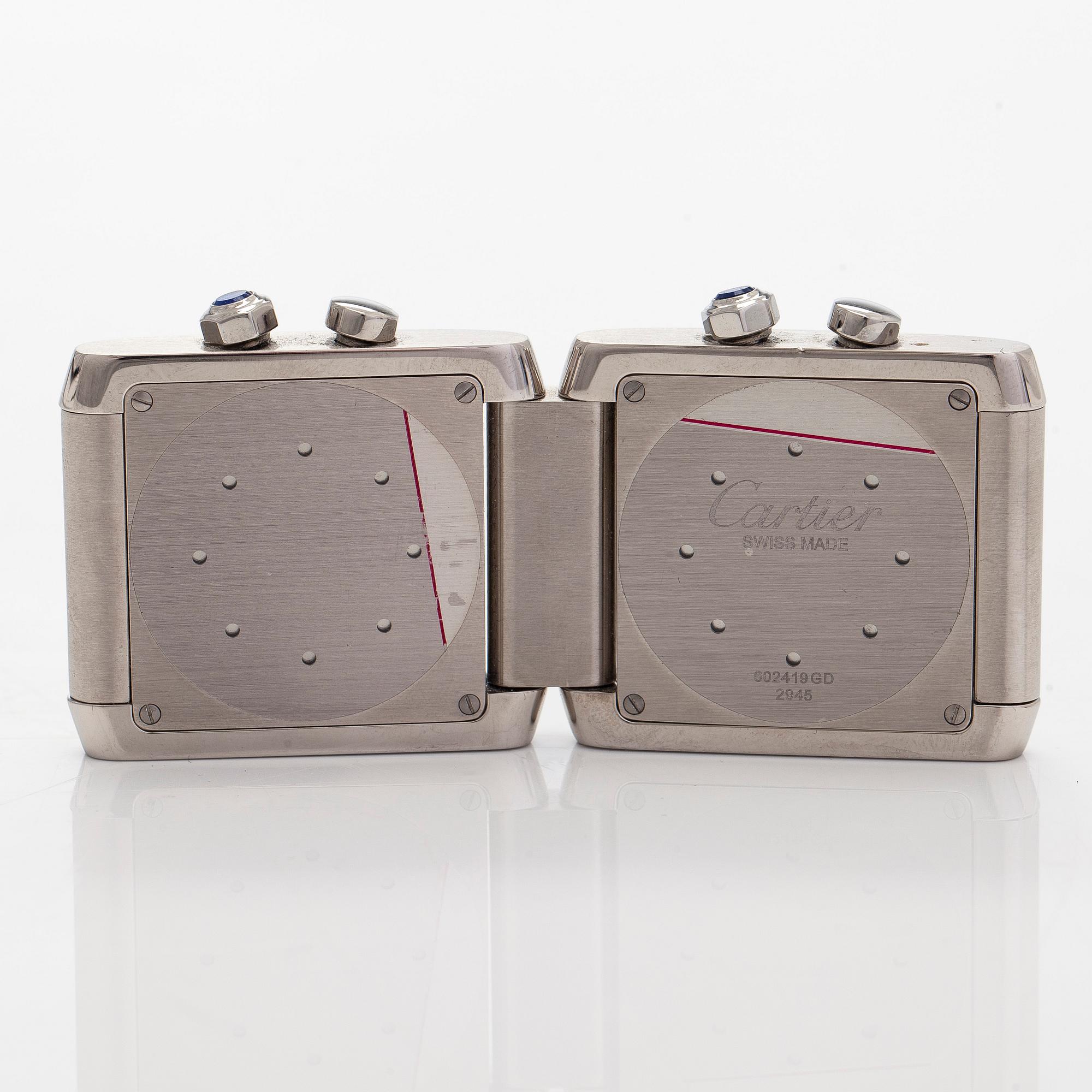 Cartier, pöytäkello, Cartier Tank Francaise Dual-Time, 35 x 41 (82) mm.