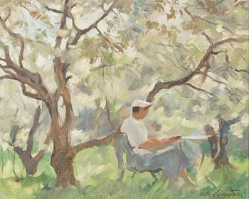 Lotte Laserstein, Woman under the tree crowns.