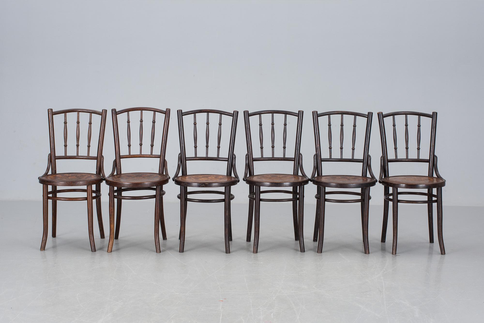 STOLAR, 6 st, varav 4 märkta; Thonet-Mundus.