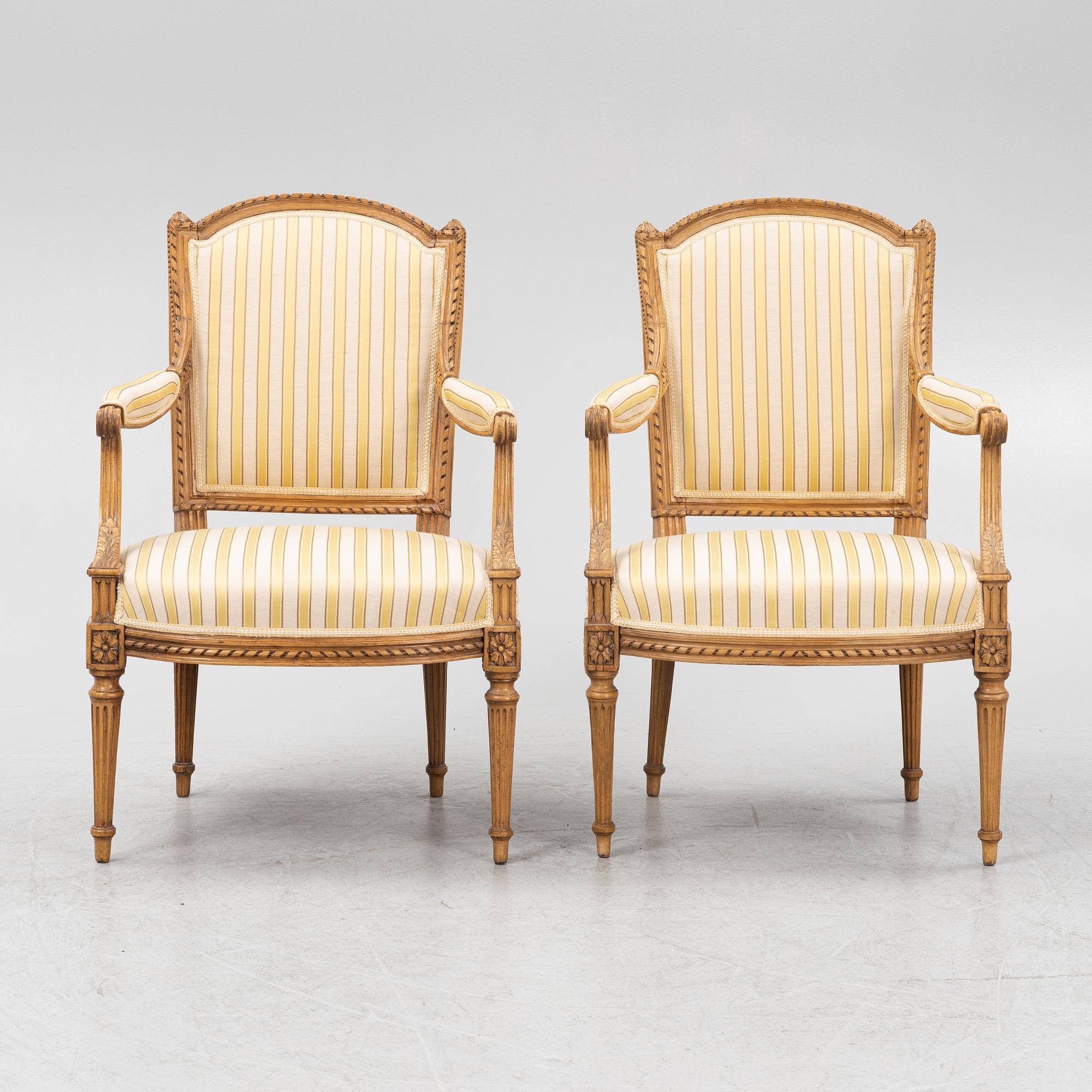 A pair of Louis XVI-style chairs, late 19th Century.