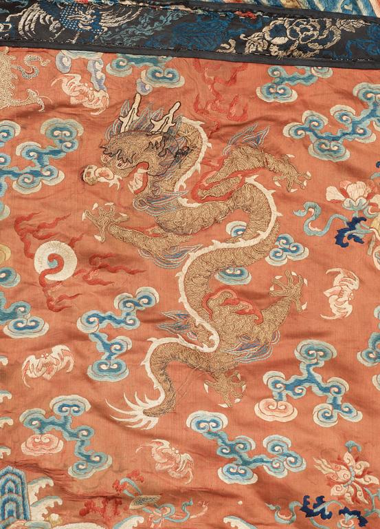 A set of four silk embroideries, Qing dynasty.