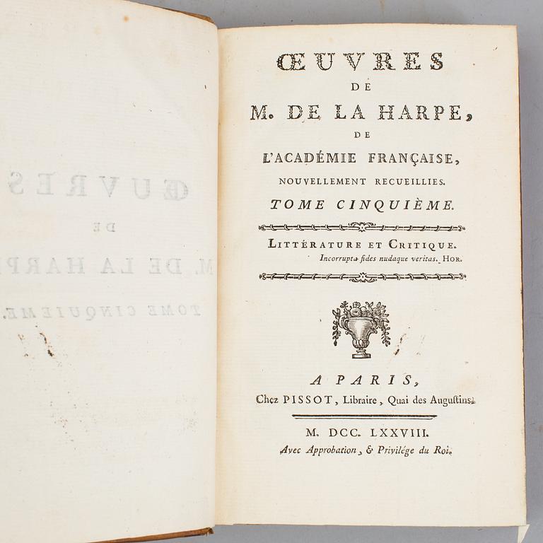BOK, Jean-François De la Harpe: Oeuvres. 1-6, Paris, Pissot, 1778.