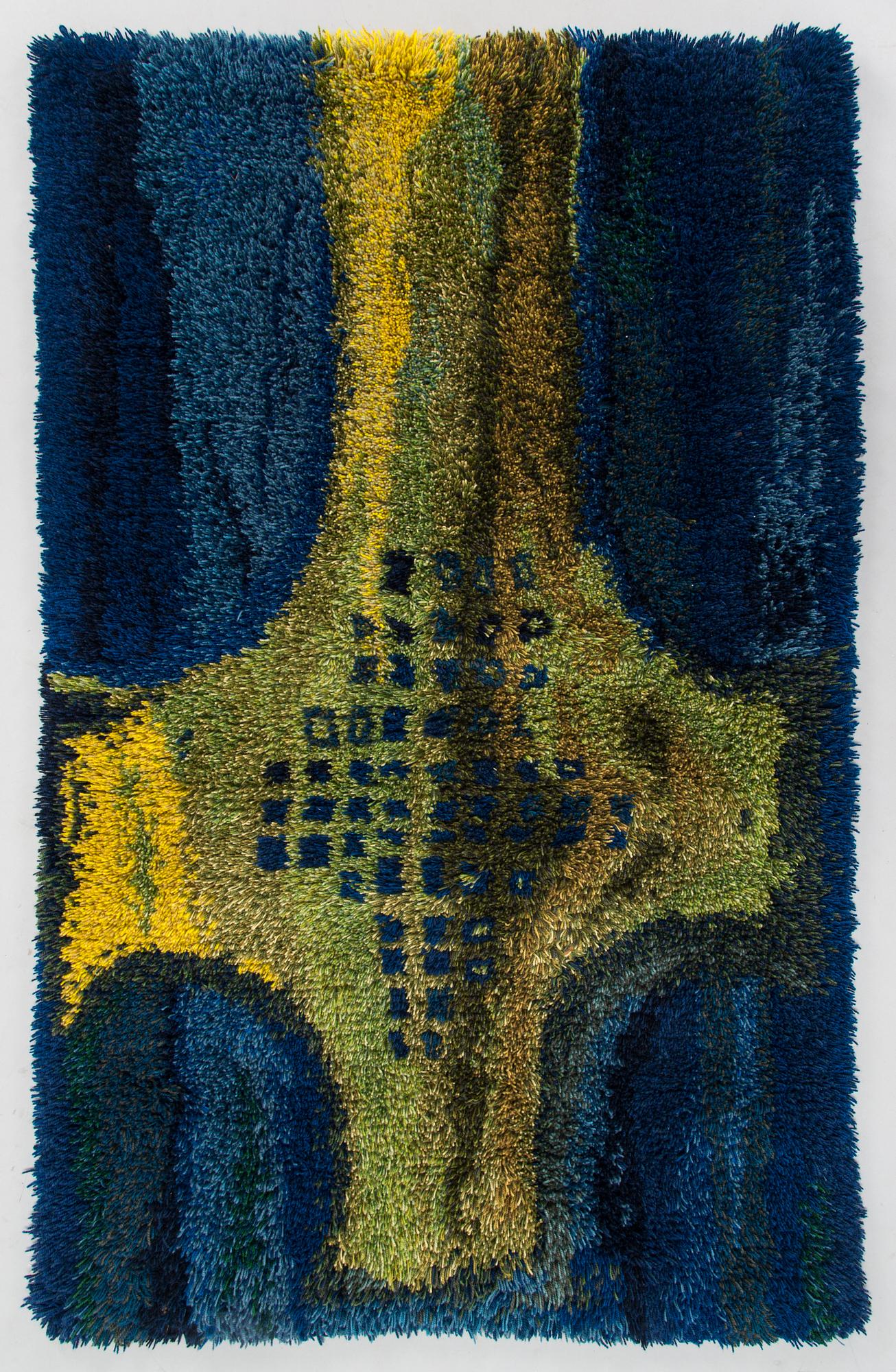 Riitta Suomi, a Finnish ryijy rug for Sylvi Salonen Oy. 1900-talets mitt. Circa 158 x 102 cm.