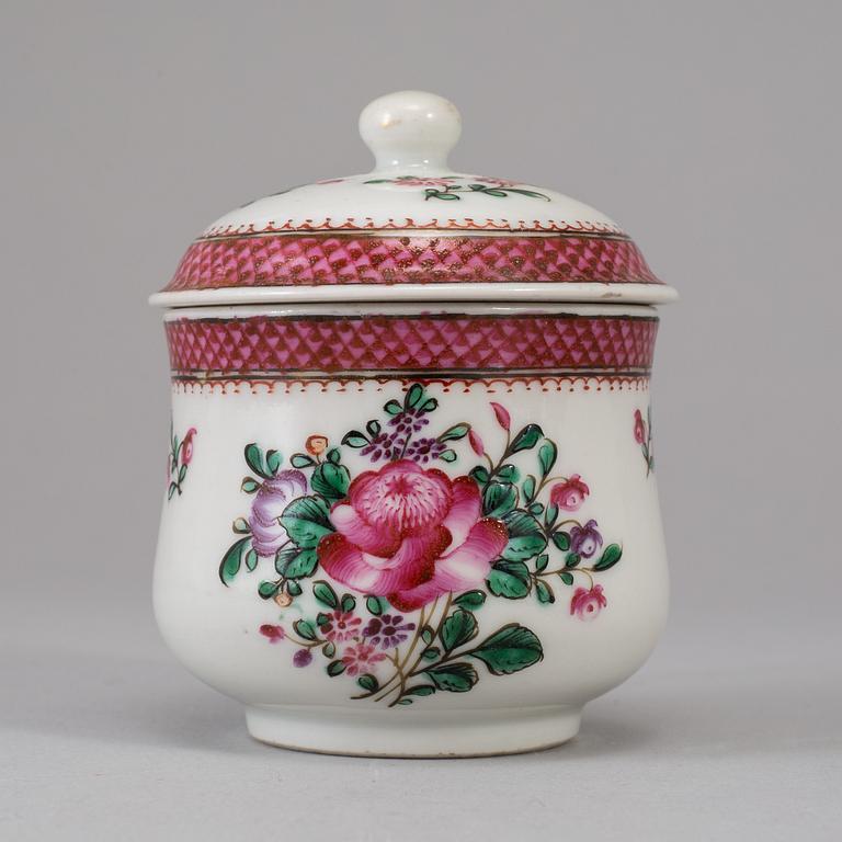 A group of six famille rose custard cups with covers, Qing dynasty, Qianlong (1736-95).