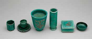 PARTI ARGENTA, 7 delar, stengods, Wilhelm Kåge, Gustavsberg, 1900-talets andra hälft.