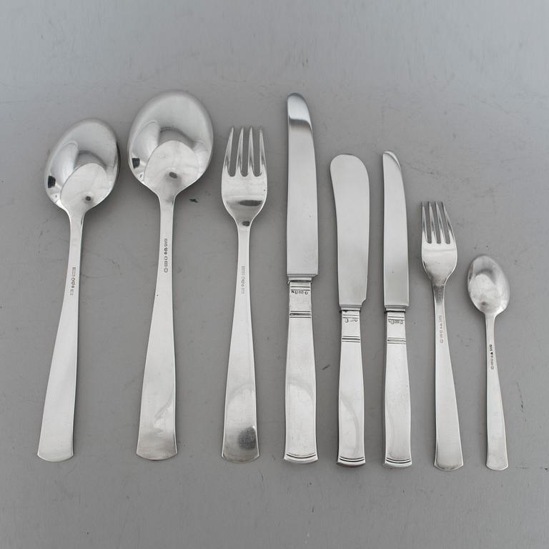 BESTICKUPPSÄTTNING, 103 delar, silver, "Rosenholm", GAB, 1900-talets slut. Total vikt ca 3945 g.