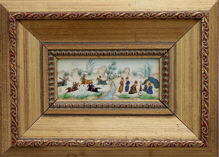 MINIATYRMÅLNINGAR, 2 st gouache på ben, trol Persien, sign, 1800/1900-tal.
