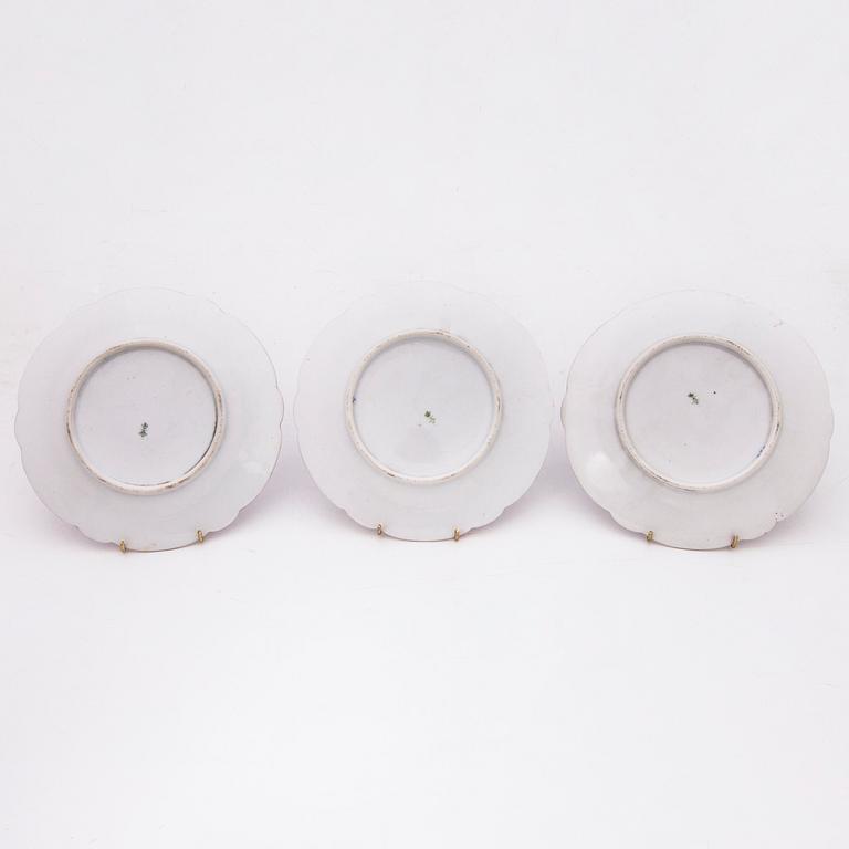 A set of five Russian porcelain plates by the Imperial Porcelain Factory, Saint Petersburg, period Alexander II.