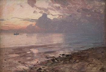 Alfred Bergström, Low tide, from the coast at Le Havre, Normandy.