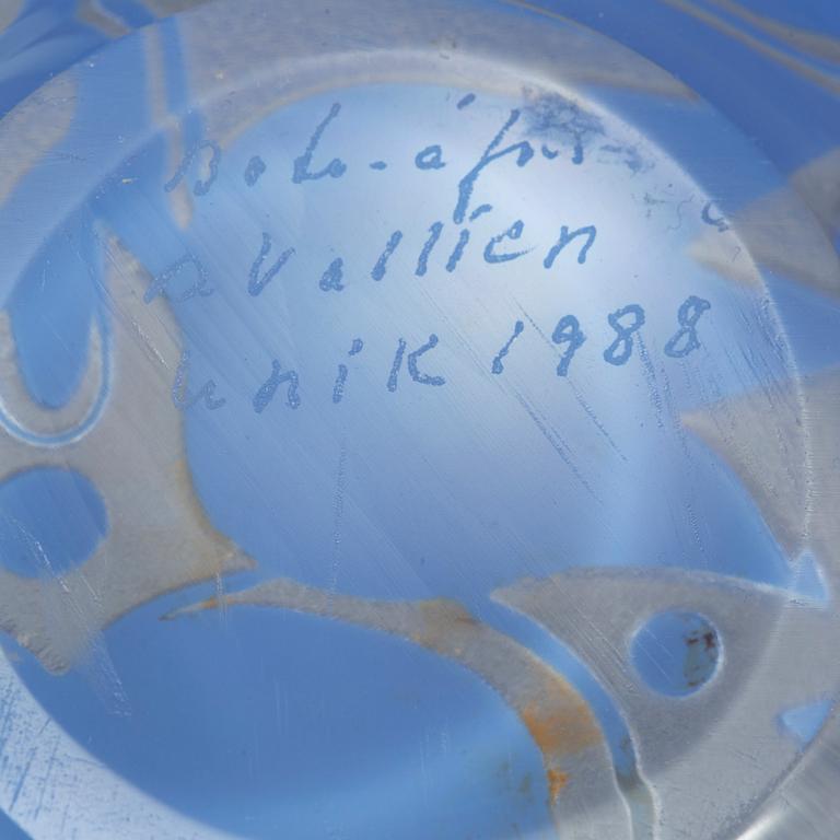 BERTIL VALLIEN, skål, glas, Boda Åfors, unik, 1988.