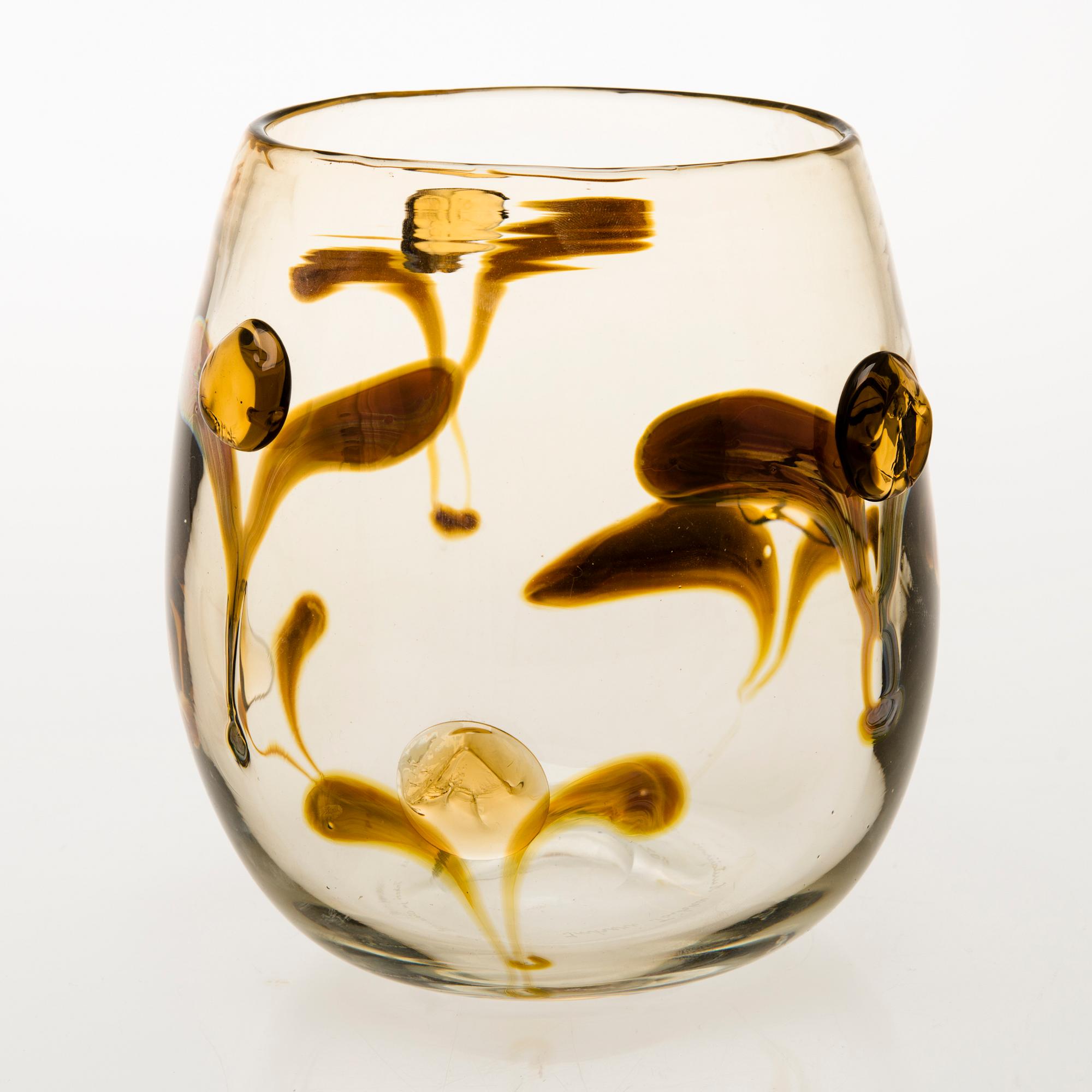 INKERI TOIKKA 1980s Glass Vase, signed Inkeri Toikka Nuutajärvi Notsjö.