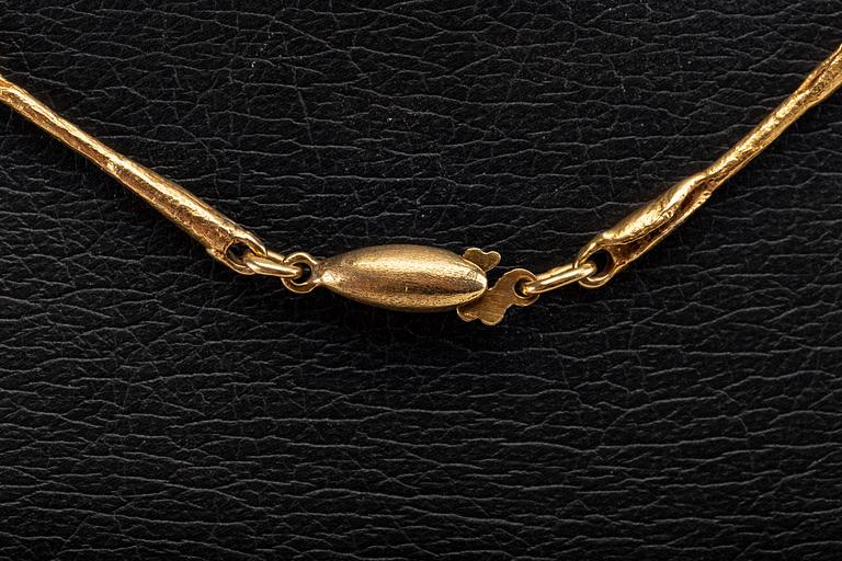 NECKLACE 18K gold 1brilliant-cut diamond approx 0,08 ct and 1 opal (probably doublet).