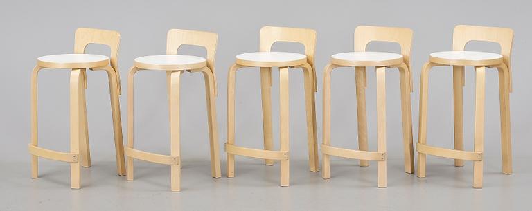 BARSTOLAR, 5 st, modell nr NB 45, Alvar Aalto, Artek.