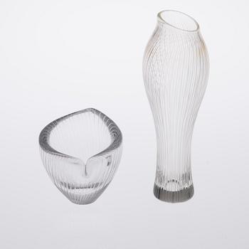 VAS och SKÅL, glas, Tapio Wirkkala, Iittala 1950-tal. Skålen signerad.