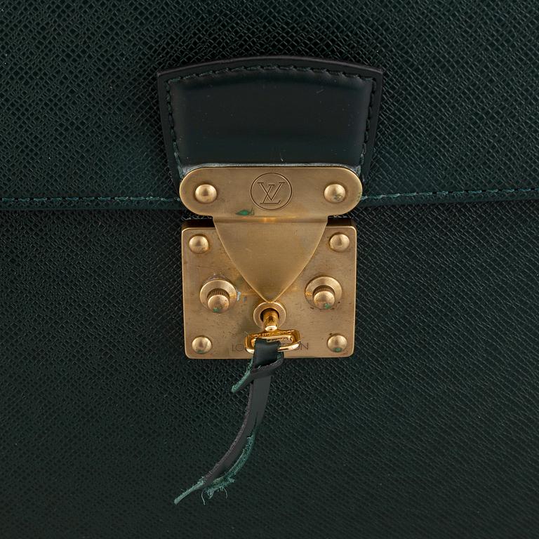 Louis Vuitton, a green Taiga 'Kourad' briefcase, 1996.