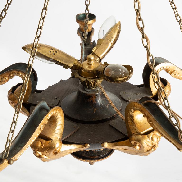 An Empire style chandelier, early 20th century.