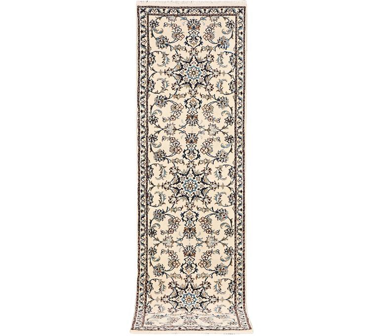 A Nain runner carpet, part silk, c. 298 x 80 cm.