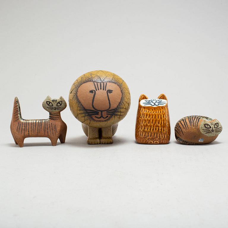 Four stoneware figurines by Lisa Larson, Gustavsberg, second half of the 20th cCntury.