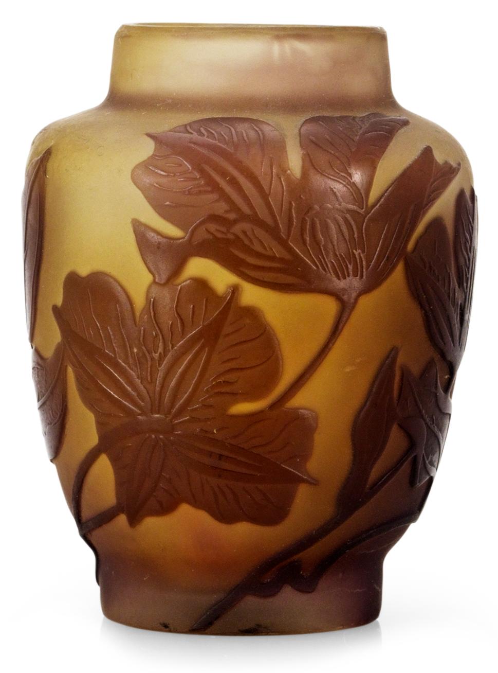 An Emile Gallé Art Nouveau cameo glass vase, Nancy, France.