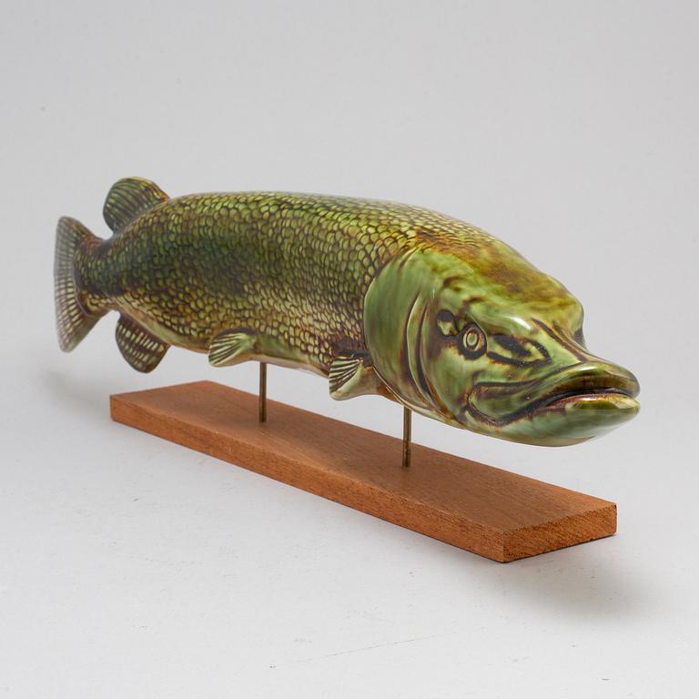 SVEN WEJSFELT, figurin/skulptur, gädda, stengods, Gustavsberg.