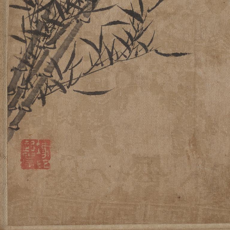 MÅLNINGAR, fyra stycken, akvarell och tusch på silke. efter Feng Qizhen (1553-1644), troligen Qingdynastin (1644-1912).