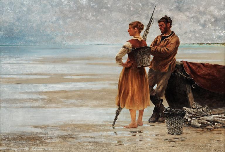 August Hagborg, Fisherfolk on the beach.