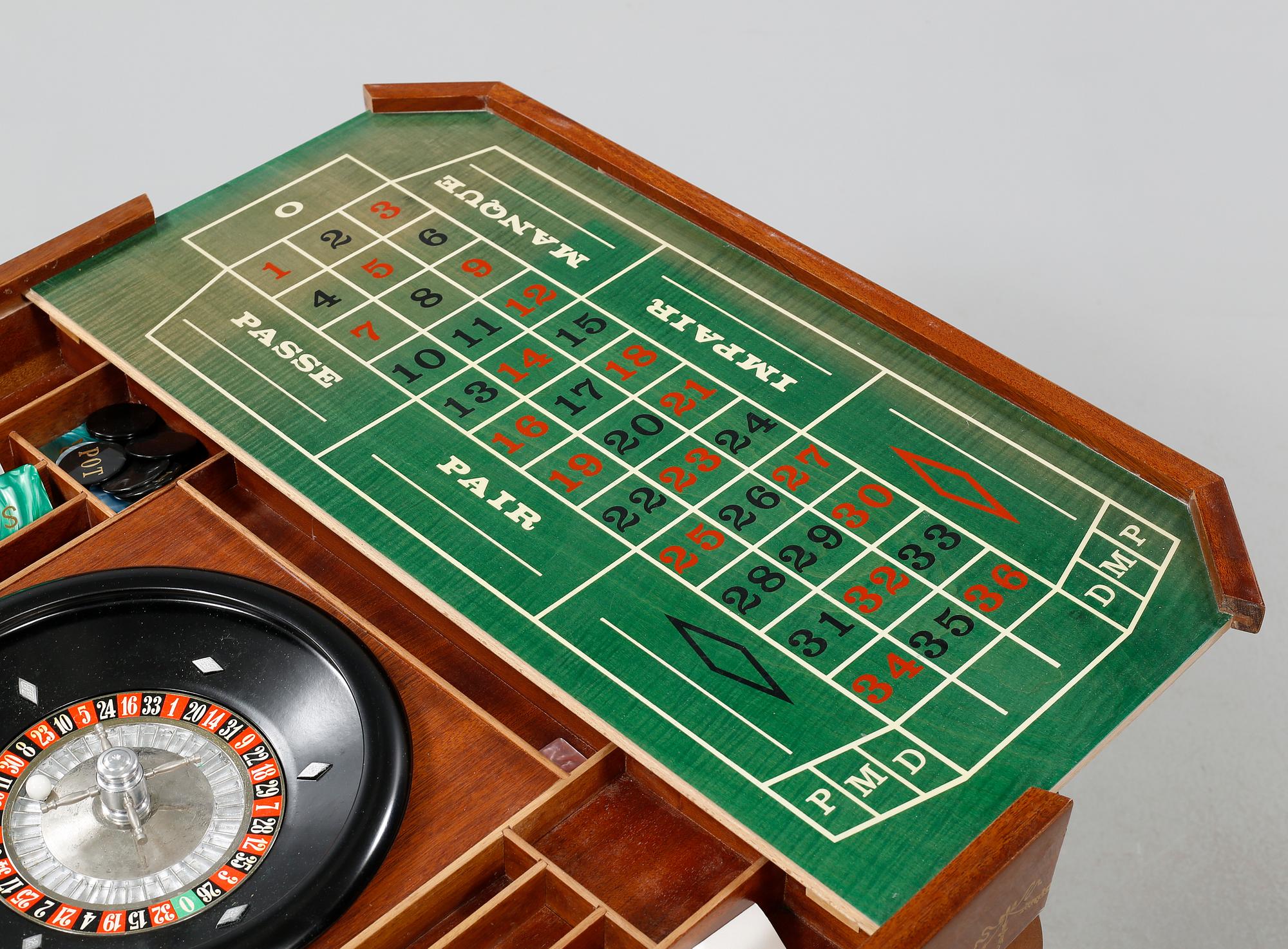 A gaming table and two chairs from Italy, 1950s.