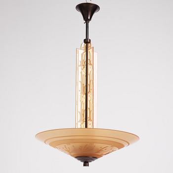 Edward Hald, a ceiling lamp model "HD 615", Orrefors, 1930s.