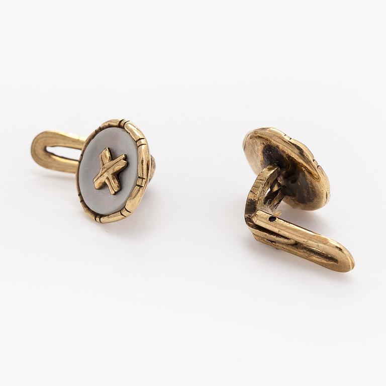 Skjortknappar, pärlemor, 14K guld.