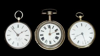 HERRFICKUR, 3 st, metall, omkring år 1800.