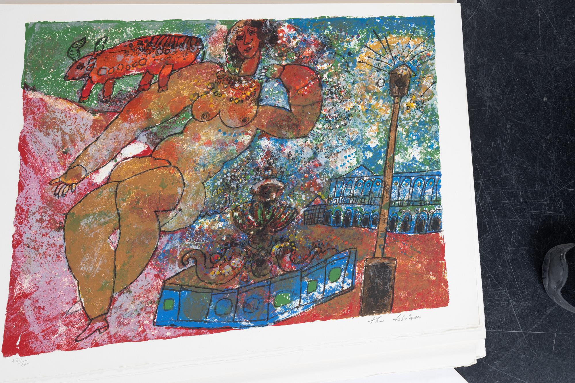 Theo Tobiasse, portfolio with 12 lithographs in colours, 1976, signed 124/200.