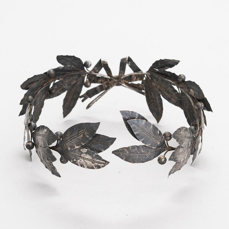 A 1930s silver laurel wreath, maker's mark of J.A.Tarkiainen, Vyborg.