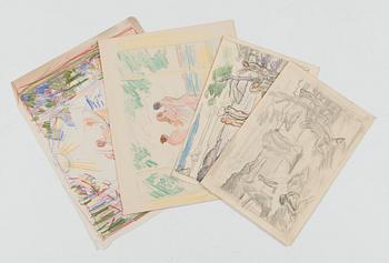 Santeri Salokivi, Sketches, 4 pcs, for the work 'The Song of the Sun' (1929).