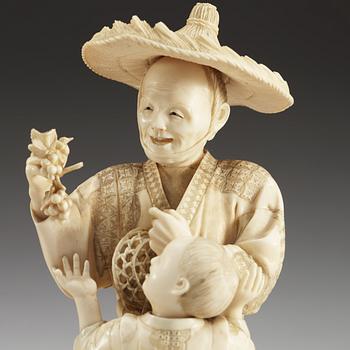 A signed Japanese ivory sculpture, Meiji (1868-1912).