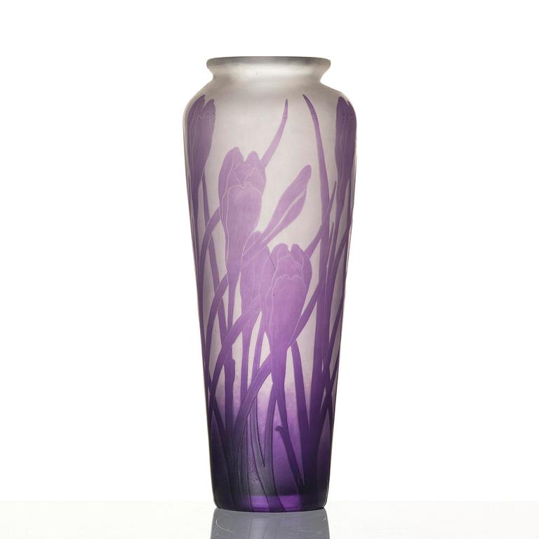 Karl Lindeberg, vas, överfångsglas, Kosta, jugend, ca 1909, modell 128, efter förlaga av Alf Wallander.