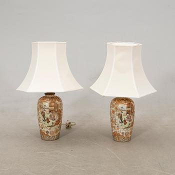 Table lamps a pair Japan 20th century porcelain.